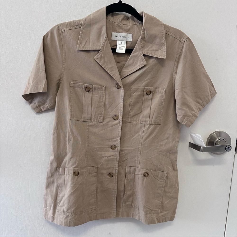 Susan Bristol Women Button‎ Front Khaki Top
